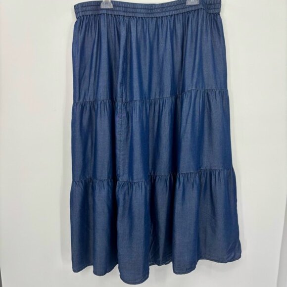 Laura Plus New Plus Size Tier Tencel Denim Midi Skirt Size 22 - Picture 4 of 10